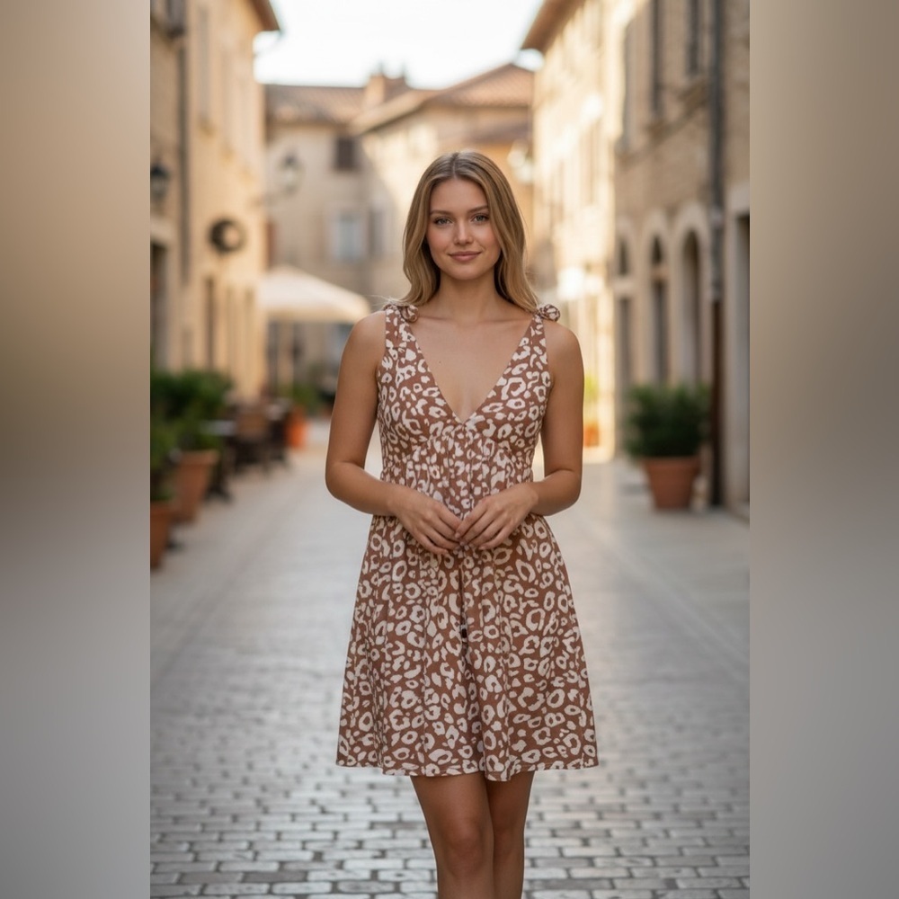 Boohoo Blush and White Animal Print Mini Dress